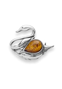 OSTSEE-SCHMUCK® - Brosche , kleiner Schwan , Silber 925/000 - silber