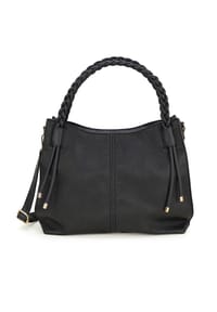HARPA - Schultertasche MARQUIS mit geflochtenen Doppelgriffen - eclipse black