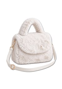collezione alessandro® - Felltasche Smallfoot aus kuschelweichem Teddy - creme