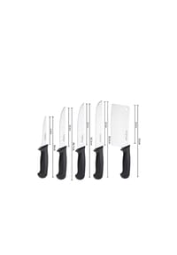 Cheffinger - 5-teiliges BBQ Messer-Set aus hochwertigem Edelstahl - Ergonomisch & l - Schwarz OneSize