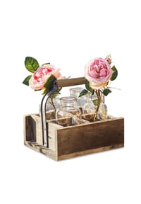 LOBERON Vase 4er Set mit Korb Reverie braun/klar - Amphoren - braun/klar