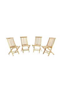 VCM. 4er Set Gartenstuhl | Teak Holz | unbehandelt | klappbar |  Maße B. 46x H. 89x T. 62cm - VCM Nosala - Braun