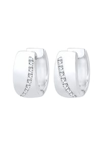 elli. - Ohrringe Creolen Breit Kristalle 925 Silber - Silber