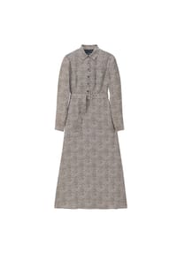MADELEINE - Langes Hemdblusenkleid mit Unikat-Print - espresso / multicolor