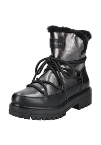 TOM TAILOR - Lederimitat/Textil Stiefelette - Schwarz/Silber