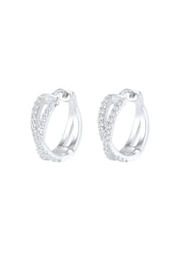 elli. PREMIUM - Ohrringe Creole Cross Zirkonia 925 Sterling Silber - Silber