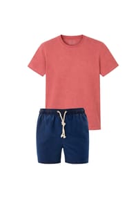 Gassa d'Amante - Badeshorts & T-Shirt (2tlg. Set) Costume Venezia mit mediterranem Flair - Jeansblau-Rot