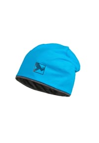 maximo® - KIDS-Beanie, reversible Neon-Jersey, Transfer-Deko, UV 50 - oltremare/anthrazitmeliert