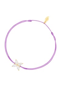 Leaf - Damen Armband, 925er Silber/Textil - LILA/GOLD