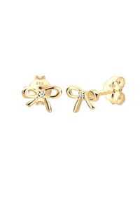 elli. DIAMONDS - Ohrringe Schleife Klassisch Diamant (0.005 Ct.) 585 Gelbgold - Weiß
