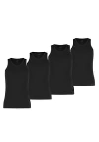 PUMA® - Herren Tank Top, 4er Pack - Basic, Unterhemd, Rundhals, Single Jersey, einfarbig - Schwarz