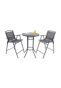 VCM. - 3-tlg Gartenmöbel Set | Bartisch | 1x Stehtisch, 2x Barstühle | Tisch Maße ca. H. 98 x B. 70 x T. 70 cm | Garten Set - Garlos - Anthrazit
