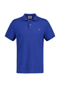 GANT - Herren Poloshirt - REGULAR SHIELD, Kurzarm, Knopfleiste, Pique, Stickerei - Anthrazit