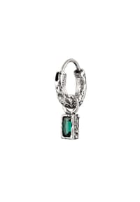 HAZE & GLORY - Ohrringe Creole Synthetischer Smaragd Synthetik Grün 925 Sterling Silber - Silber