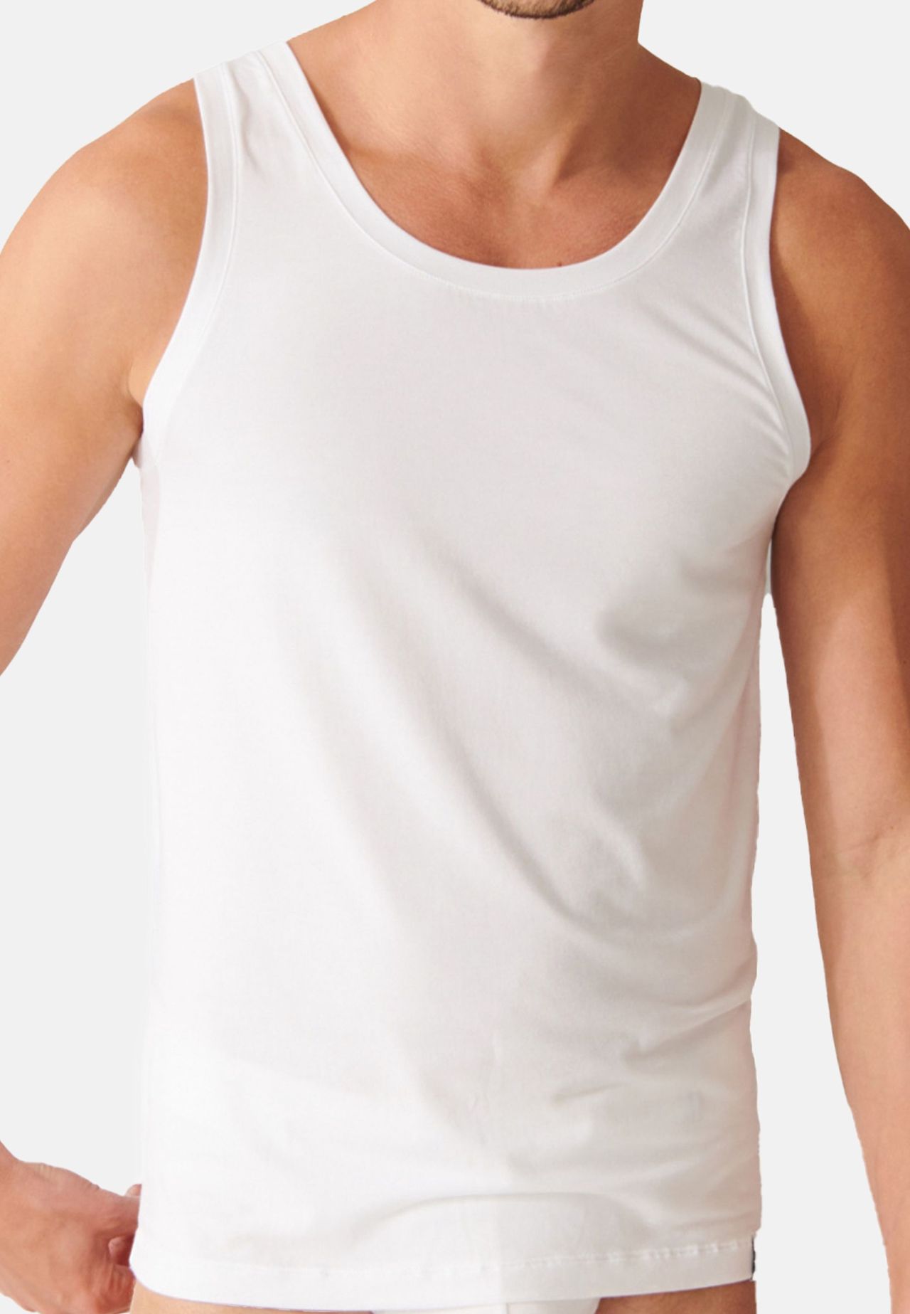 Schiesser Long Life Soft Tank Top, Rundhals-Ausschnitt, Uni, FüR Herren, Weiß, 8