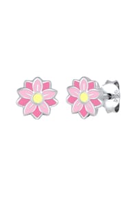 elli. - Ohrringe Kinder Blume Pastell Emaille 925 Sterling Silber - Silber