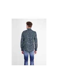 LERROS - Herrenhemd mit floralem Print aus leichtem Baumwollmix - storm blue