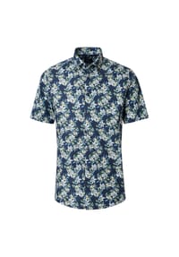 VENTI - Herren Businesshemd Kurzarm Print Modern Fit - Dunkelblau