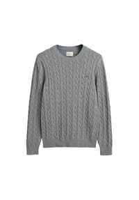 GANT - Herren Stirckpullover - COTTON CABLE C-NECK, Zopfstrick, Rundhals, Baumwolle - Blau