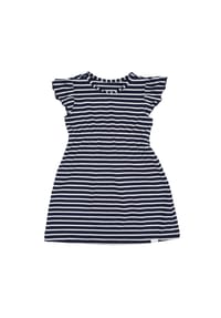 maximo® - MINI GIRL-Kleid, A-Linie Jersey bedruckt, Flügelärmel - dunkelmarine-weiß
