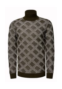 RUSTY NEAL - Rollkragenpullover mit stylischem Karo-Muster - Schwarz