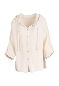 Seasons of April - Bluse Musselin Camila Oversized Musselinbluse aus 100% Baumwolle: Halbarm & mit Kapuze - creme