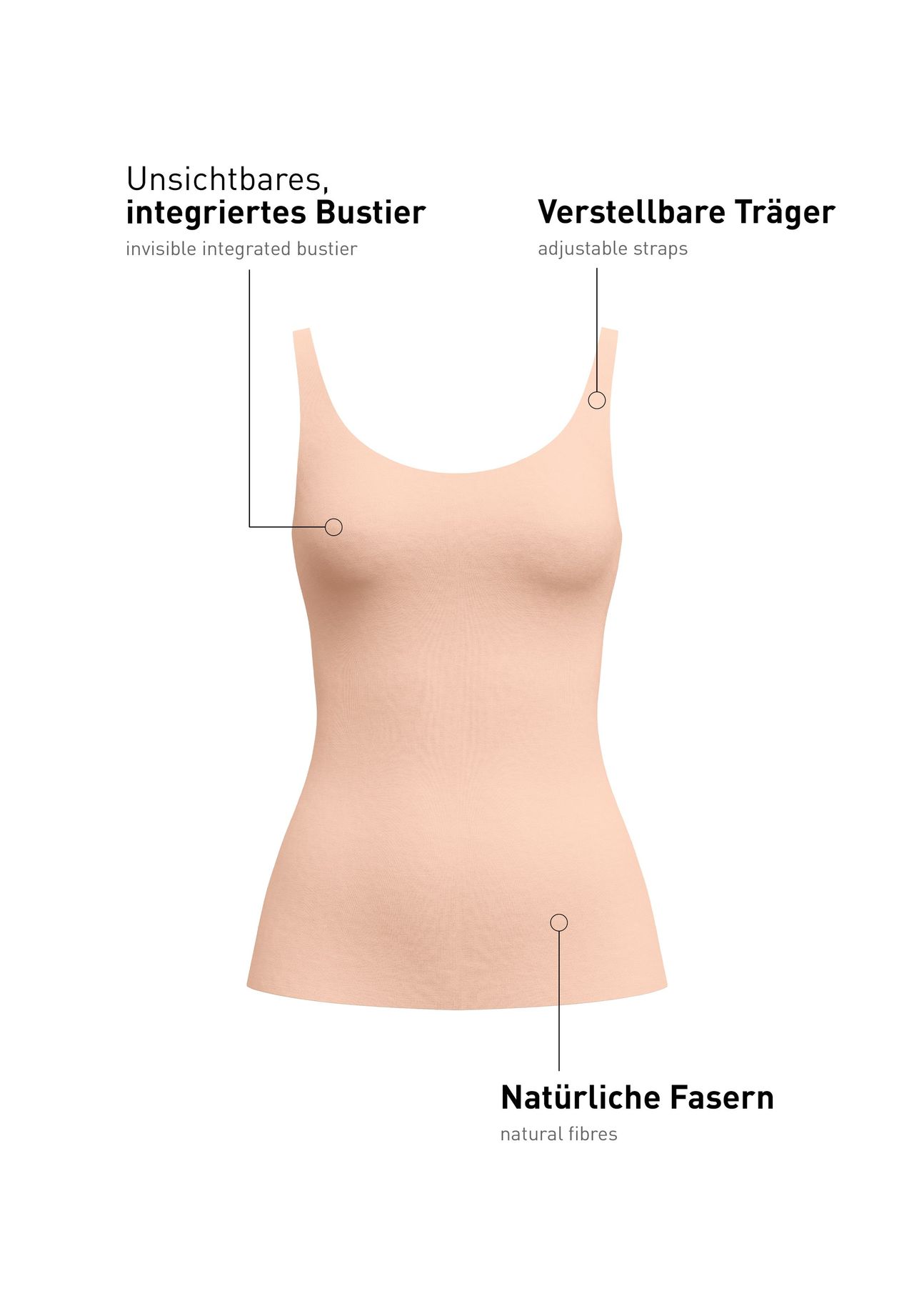 Calida Damen Tank-Top Mit Verstellbaren TräGern & Bustier Natural Skin, Rosa, S
