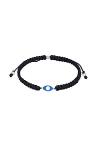 KUZZOÍ - Armband Evil Eye Symbol Nylon Schwarz 925 Silber - Schwarz