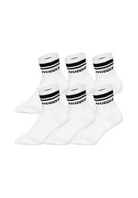 HUDDLE® - Unisex Socken, 6er Pack - Doppelstreifen, Logo, Short Crew, Sportsocken, einfarbig - Schwarz