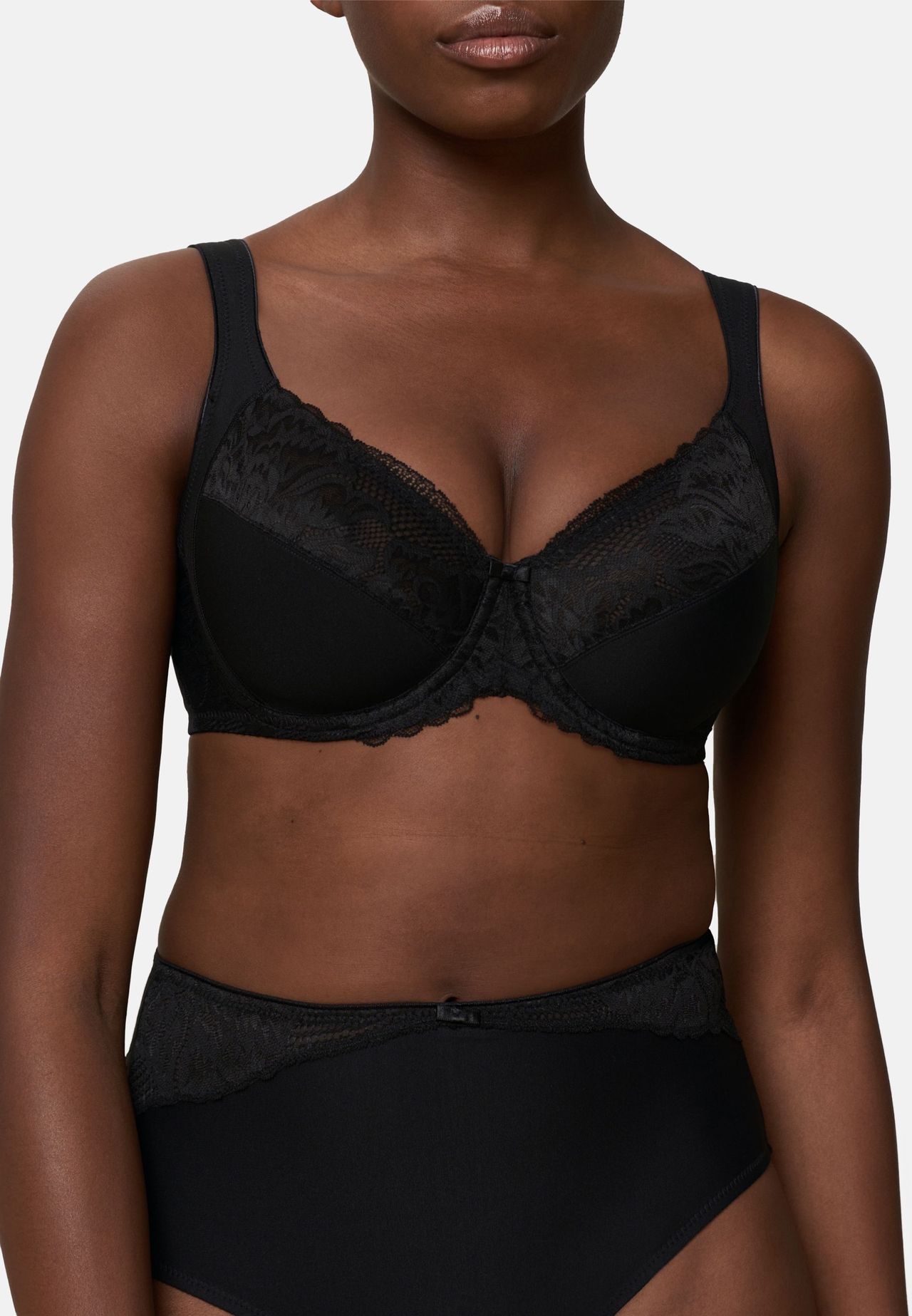 Triumph Modern Lace + Cotton BüGel-Bh, Breite TräGer, Spitze, Schleife, FüR Damen, Schwarz, 75E