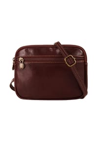 piké - Umhängetasche Echt Leder, Made In Italy - braun