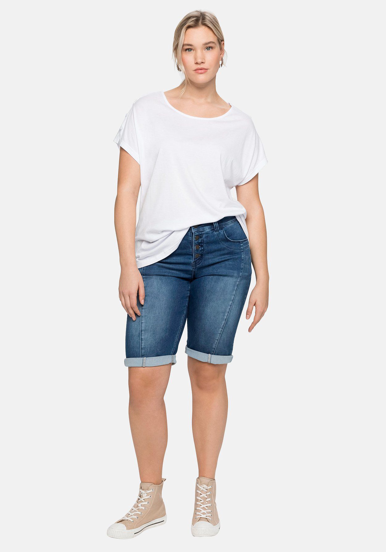 sheego Shirt mit offener Schulterpartie, in leichter A-Linie | GALERIA | T-Shirts