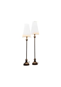 LOBERON - Tischlampe 2er Set Ambrosse schwarz/creme - schwarz/creme
