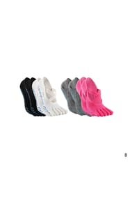 MUNADUNA - 4er-Pack Yoga-Zehensocken mit Doppelkreuz Zehensocken,Anti-Rutsch,Elastisch - Bunt Mix