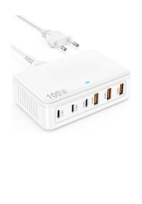 MANIKE - USB C Ladegerät Mehrfach, 100W 6-Port Schnellladegerät Ladestation - weiß