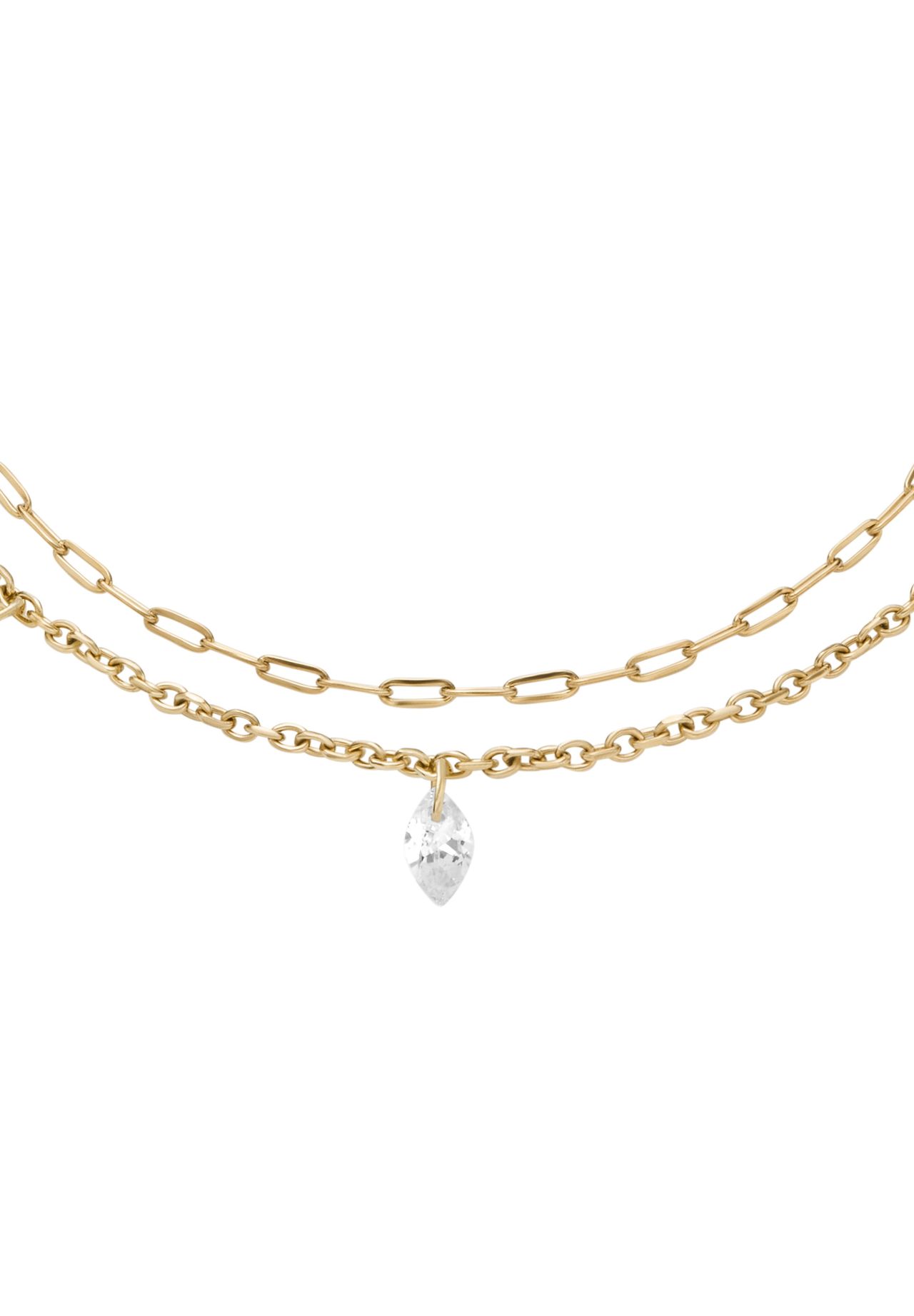 Fossil Damenarmband Ellis Shaky Glitz Mehrreihig Edelstahl Goldfarben, JF04895710, Gold, 19