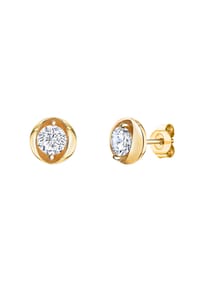 zeeme BASIC - Ohrringe 925/- Sterling Silber 2 Zirkonia - gelb