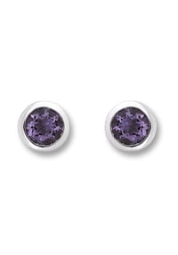 ONE ELEMENT Golden Grace - Amethyst Zarge Ohrringe   Ohrstecker aus 333 Weißgold - silber