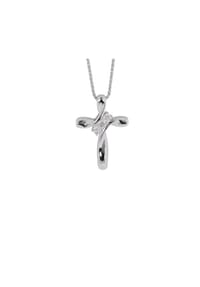 MONCARA - Damen Anhänger mit Kette, 585er Weißgold, 3 Diamanten zus. ca. 0,10 Karat - Weißgold