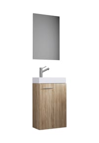 VCM. - 3-tlg Set | Waschplatz für Gäste WC | Gästebad | Waschtisch Toilette | Badmöbel Badezimmer Set - Slito SP - Honig-Eiche