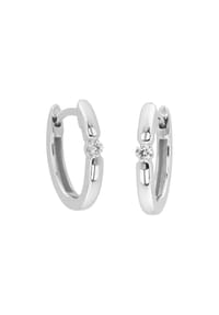 MONCARA - Damen Creolen, 375er Weißgold, 2 Diamanten zus. ca. 0,05 Karat - Weißgold