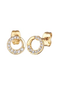 elli. - Ohrringe Ohrstecker Damen Kreis Kristalle Elegant - Gold