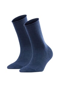 FALKE - Damen Socken Active Breeze 2er Pack - Uni, Rollbündchen, Lyocell Faser - Blau