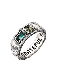 HAZE & GLORY - Ring Emerald Synthetisch Smaragdgrün 925 Sterling Silber - Silber