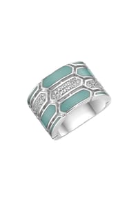 GIORGIO MARTELLO MILANO - Ring mit Emaille-Einlagen und Zirkonia, Silber 925 - grün