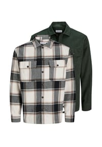 JACK & JONES - Hemdjacke / Overshirt 2er Pack Charge - Beige / grün