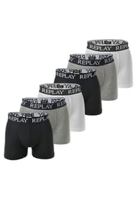 REPLAY - Herren Boxershorts, 6er Pack - Unterhosen, Baumwolle, Logo, einfarbig - Dunkelblau