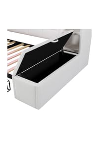 KOMHTOM - Chaiselongue 90x190, weiß, mit 2 Schubladen & Stauraum - Weiß