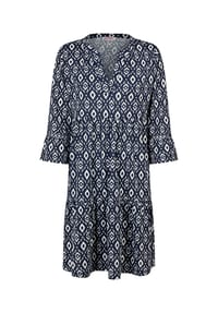 STOOKER® - TUNIKA Damen Midi-Kleid midi - blue ikat aop