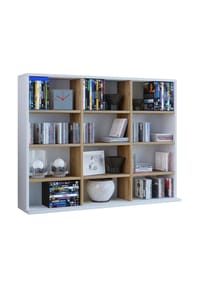 VCM. - Holzregal stehend | platzsparender CD-Schrank für 480 CDs oder 224 DVDs | Maße:H. 82 x B. 102 x T. 23 cm | Elegantes DVD Regal stehend | Blu-Ray Regal | CD Regal  Megosa L - Anthrazit / Honig-Eiche